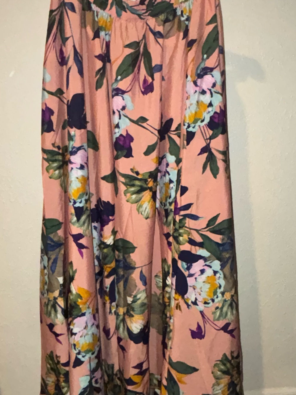Peach Floral A-Line Maxi Skirt